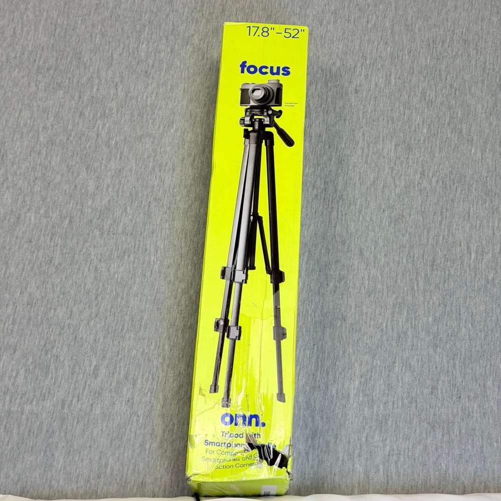 onn. Focus 52 Inch Tripod with Smartphone Cradle and GoPro Mount 100029434